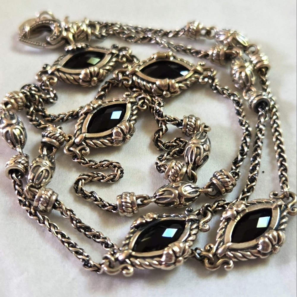 Robert Manse Bali Designs 5 Station Marquis Cut Spinel and Sterling Necklace.
